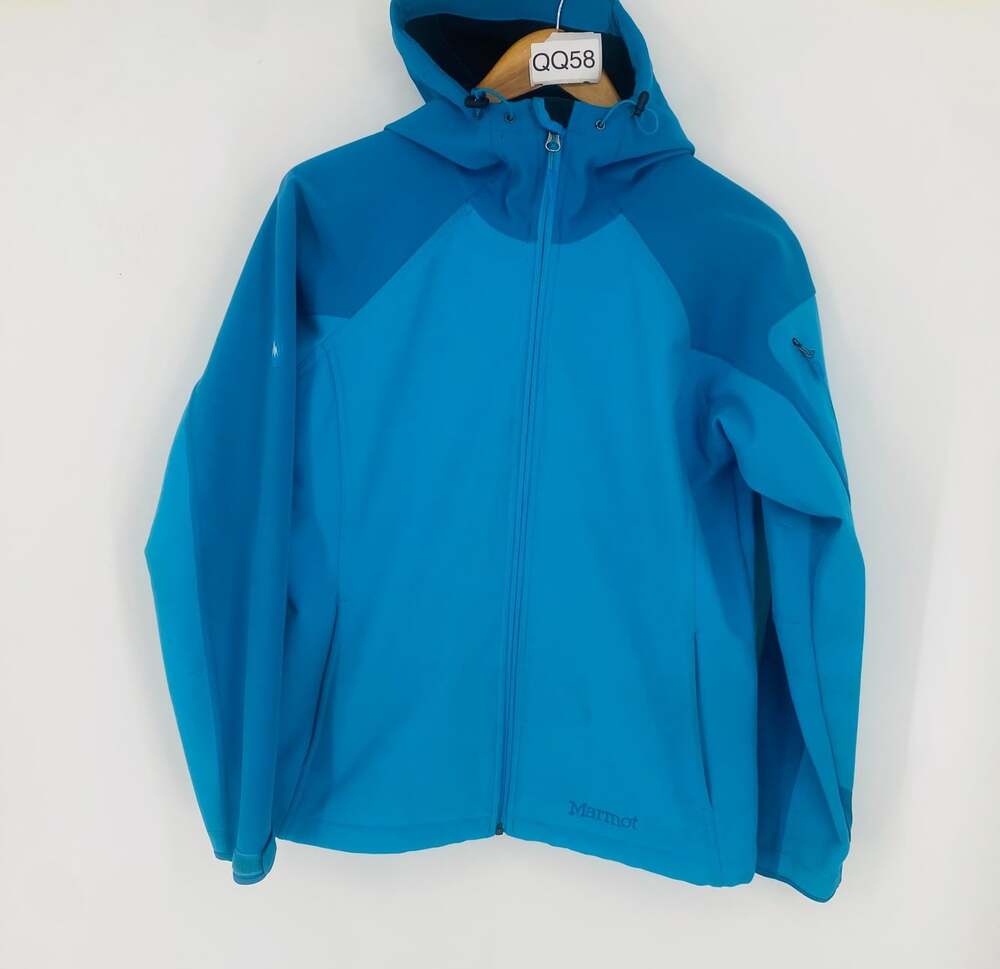 Marmot Women's Large Blue Two Tone Hooded Softshell Jacket Outdoor Hiking Winter
